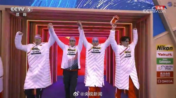 世界泳联锦标赛男子4x100自由泳中国队刷新亚洲纪录！获得第四名